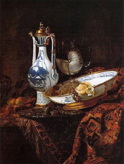 Willem Kalf Still-Life with an Aquamanile, Fruit, and a Nautilus Cup oil painting picture